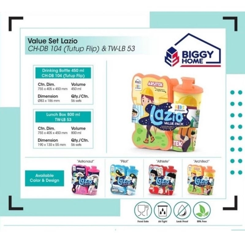 Lunch Box Set Lazio Value Set Biggy - Kotak makan Bento set Lazio