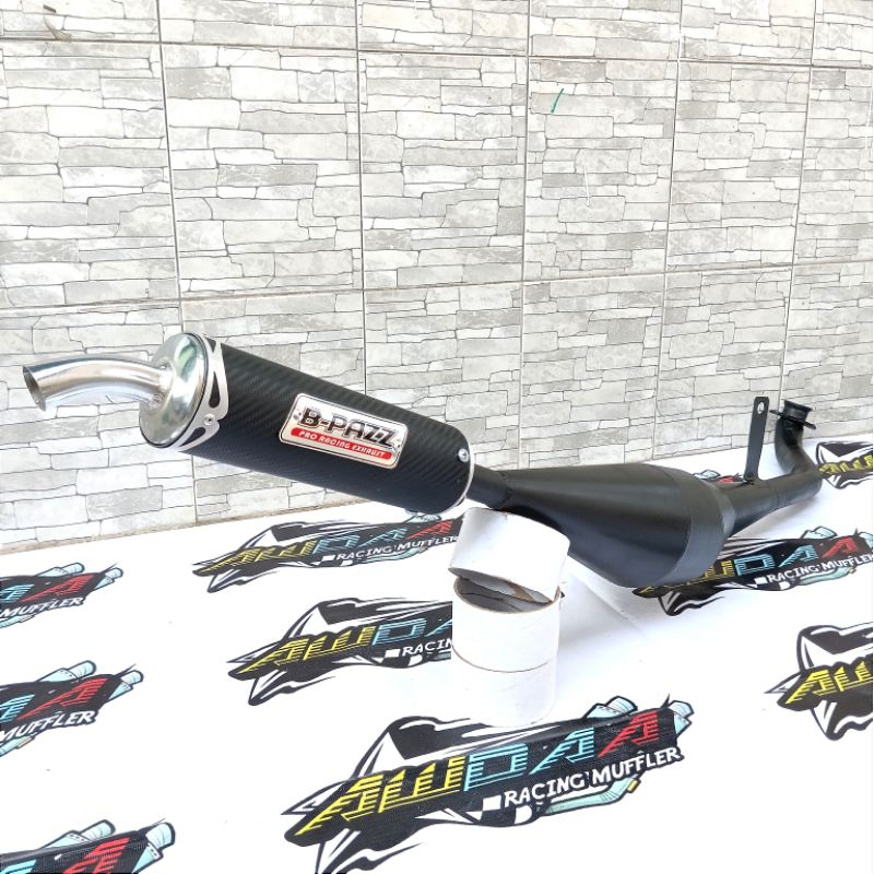 Knalpot ALFA pernis hitam crom pelangi yamha alfa 2tak racing