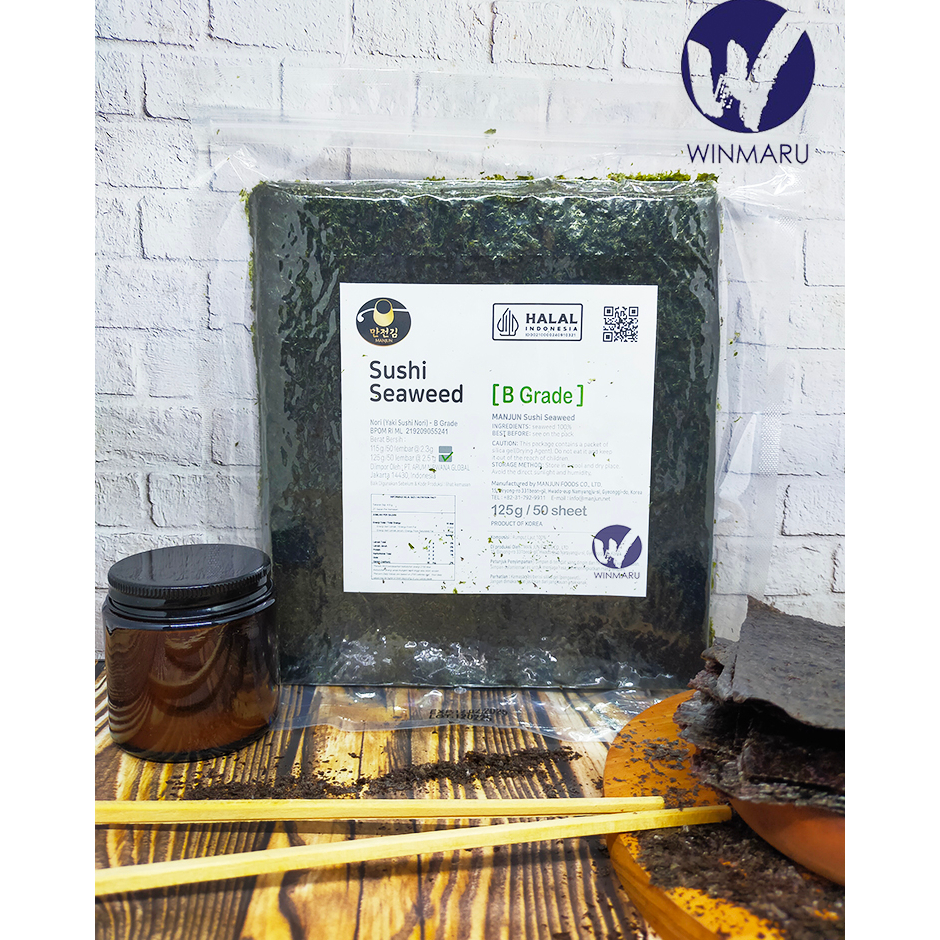 

Star 6.6 Manjun Yaki sushi nori Seaweed Rumput Laut 50 sheets/lembar - Manjun Grade B
