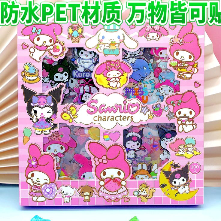

☊↕⁑ Sticker Lucu 2D Sanrio Karakter Kuromi dan Melody Isi 100 Lembar Per Box