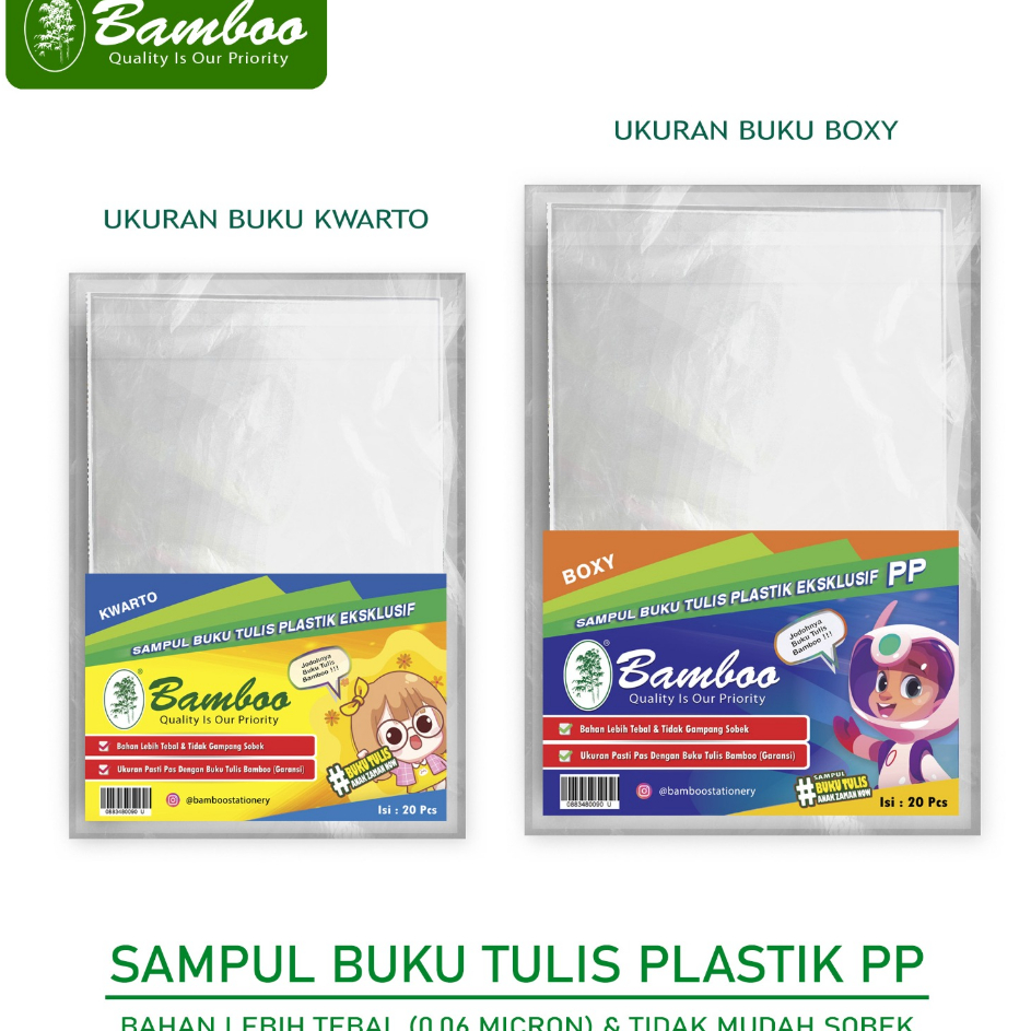 

☊↕⁑ Bamboo Sampul Buku Tulis Plastik PP ( 20 Lembar )