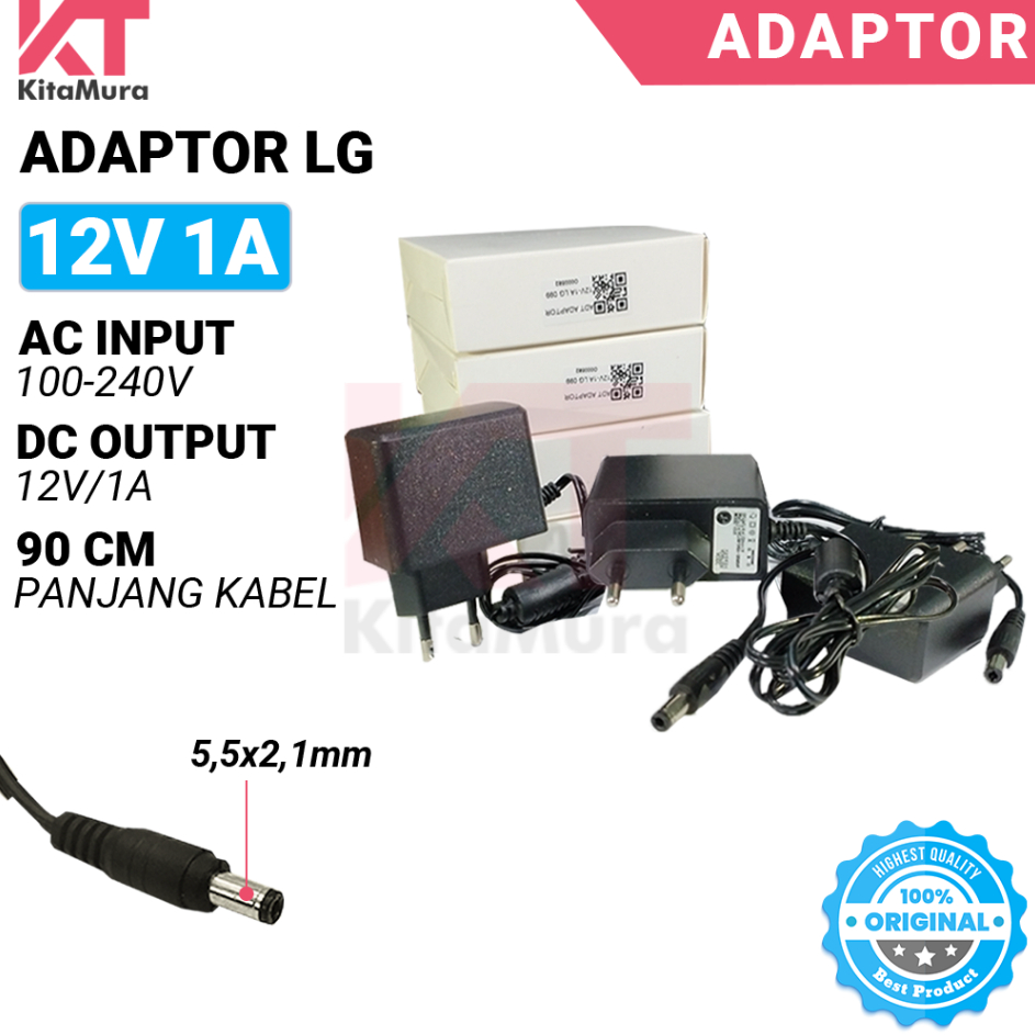 ➙➼✦❃ AC/DC Adaptor 12V 1A || Adaptor LG