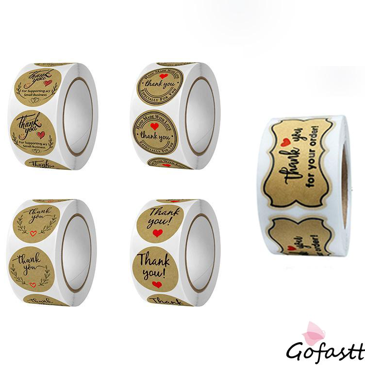

Big Sale 1 Roll 500pcs Stiker Label Kraft Sticker Enjoy Baked Homemade Handmade sticker thank you G
