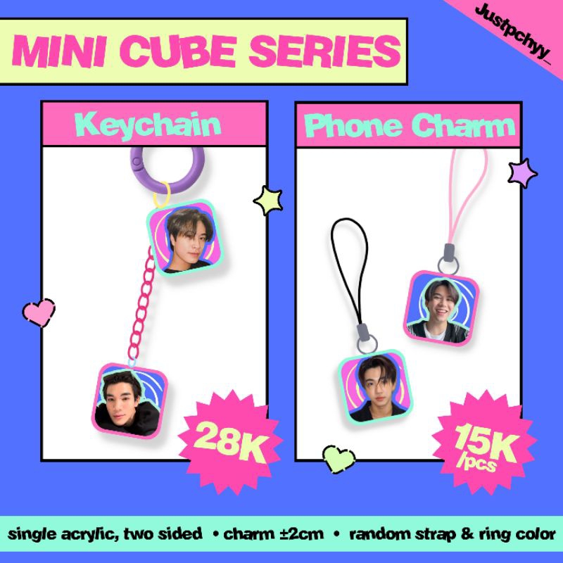 [READY STOCK] Mini Cube Keychain Phone Charm Thai Actor