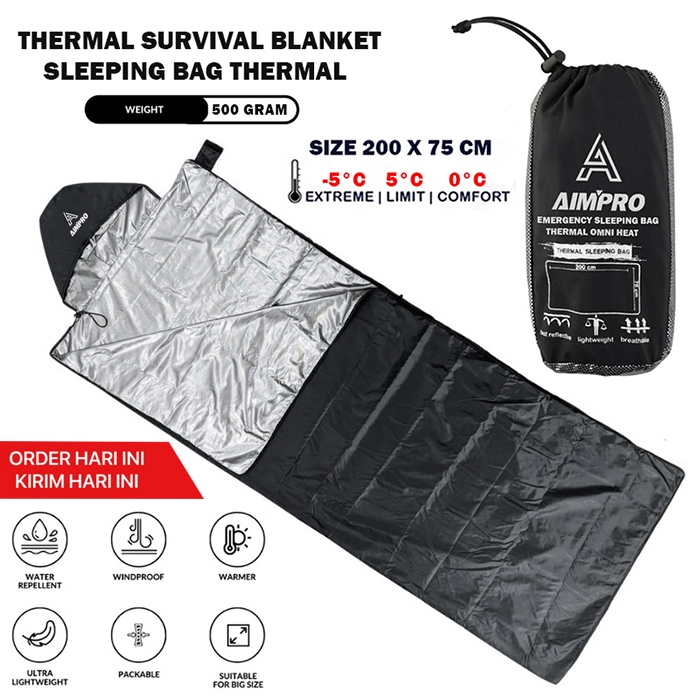 AMPRO SLEEPING BAG THERMAL BLANKET SELIMUT DARURAT - SLEEPING BAG ULTRALIGHT THERMAL BLANGKET -
