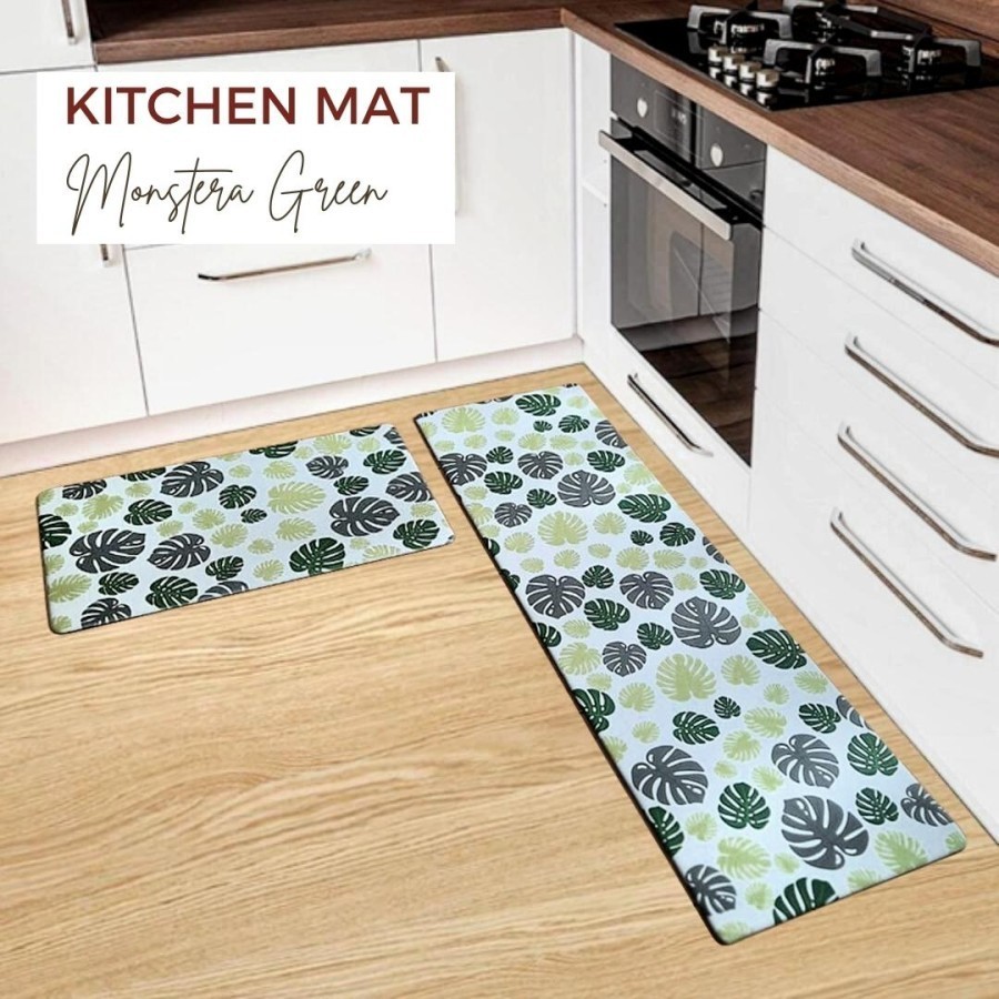 Kitchen Floor Mat MONSTERA GREEN  / Keset Alas Lantai Rumah Dapur Anti Selip Martha Karpet Surabaya