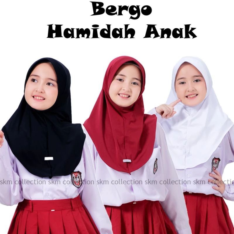 Jilbab Bergo Hamidah anak/Bergo instan hijab anak sekolah