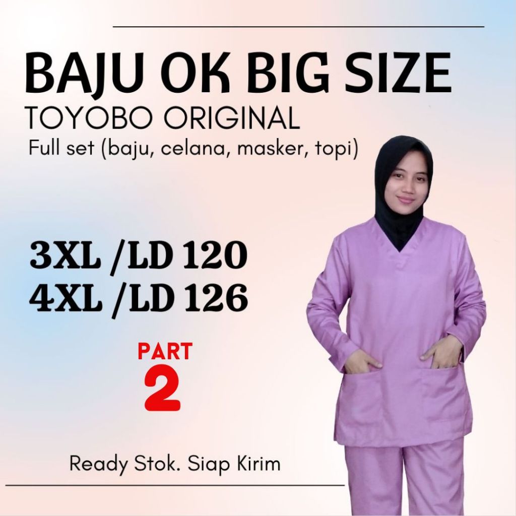 Baju OK BIG Size Lengan Panjang Polos Karet Baju Jaga Oka Perawat Petugas Nakes Dokter Scrubs Bahan 