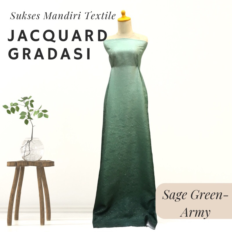Jacquard Gradasi Warna Sage Green-Army, two tone, jacguard Motif, jacquard gradasi jaquard glitter, 