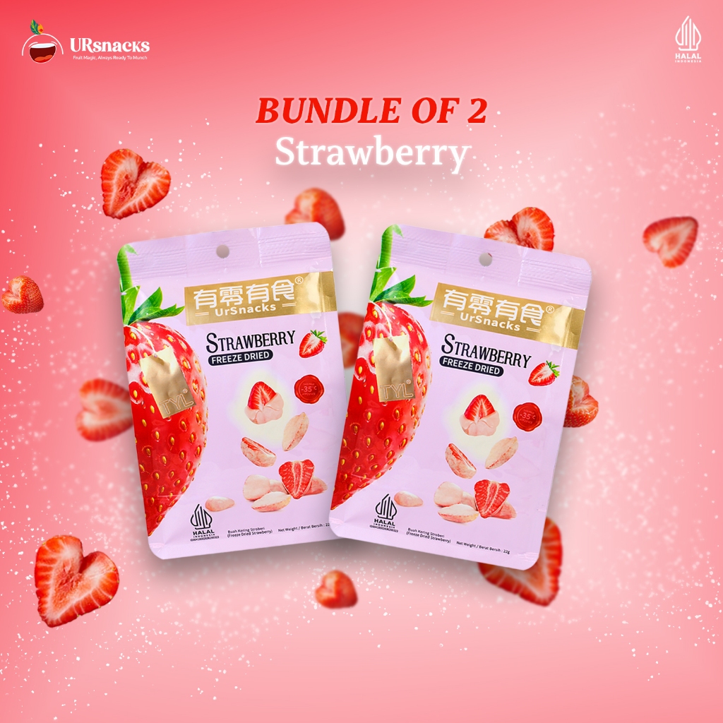 

URSNACKS PAKET HEMAT 2 - FREEZE DRIED KERIPIK SEHAT STRAWBERRY 22gr + STRAWBERRY 22gr BUAH VAKUM CEMILAN DIET