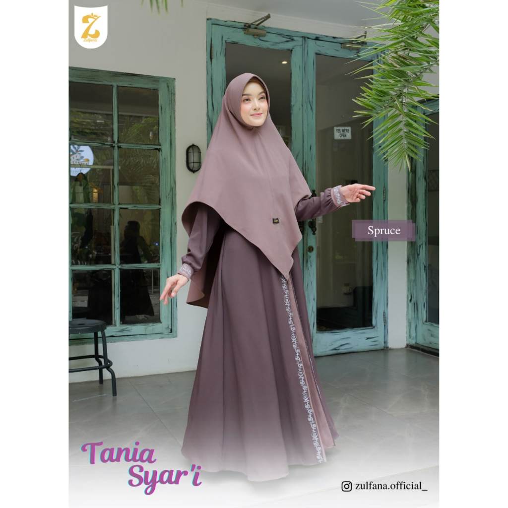 Gamis syari terbaru | gamis list premium | gamis bordir simple gamis Zulfana Tania Gamis Only