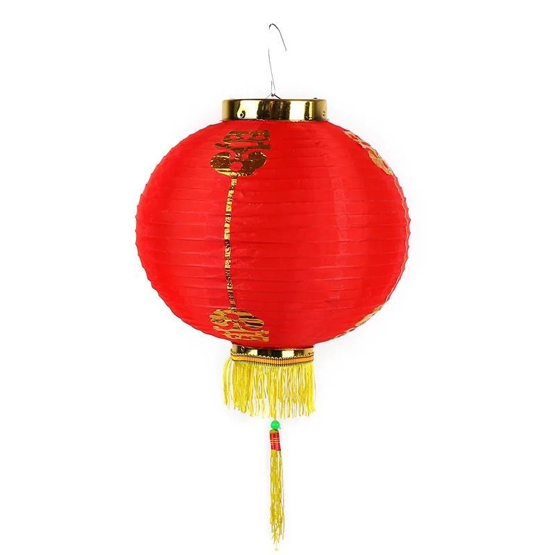 Imlek 2026 - Lampion Polos Kain - Lampu Lampion Imlek - Lampion Lipat - Lampion Bulat Merah Dekorasi