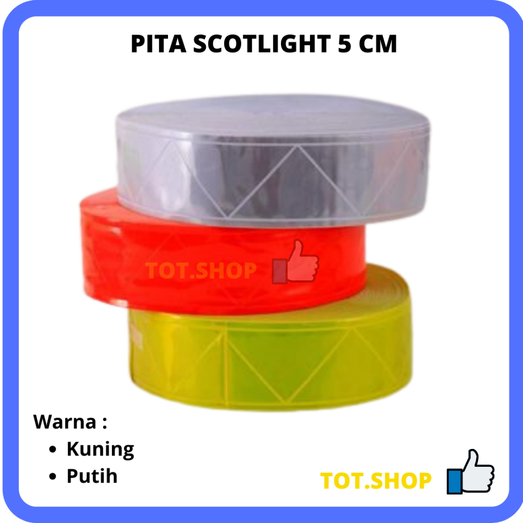 

[5CM PLASTIK] Pita Scotlight Reflective Putih dan Kuning / Pita Pengaman Menyala