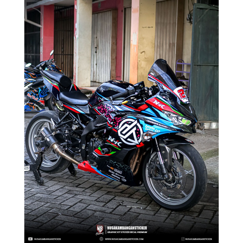 Stiker Ninja ZX25R Livery Biru Merah