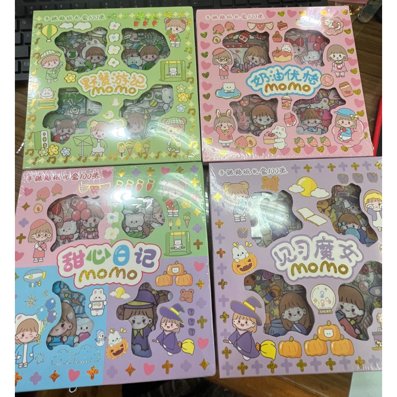 100 LEMBAR Sticker MOMO RAINBOW - Stiker Lucu Waterproof - Stiker Korea Aesthetic - Stiker Viral - S