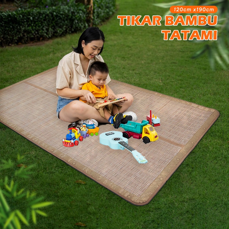 Tikar Pendingin Badan Alas Tidur Elegan / Tikar Klasik Alas Tempat Tidur Bambu Ukuran 120cm x 190cm 