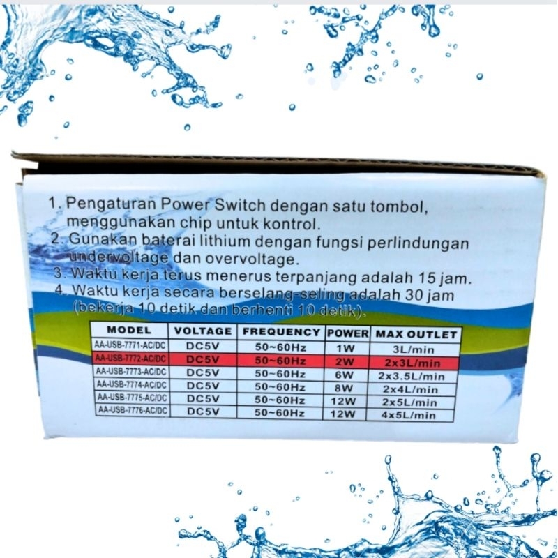 Airpump AQUAMAN / RECENT USB 7772 ACDC Aerator Pompa Udara Aquarium Aquascape