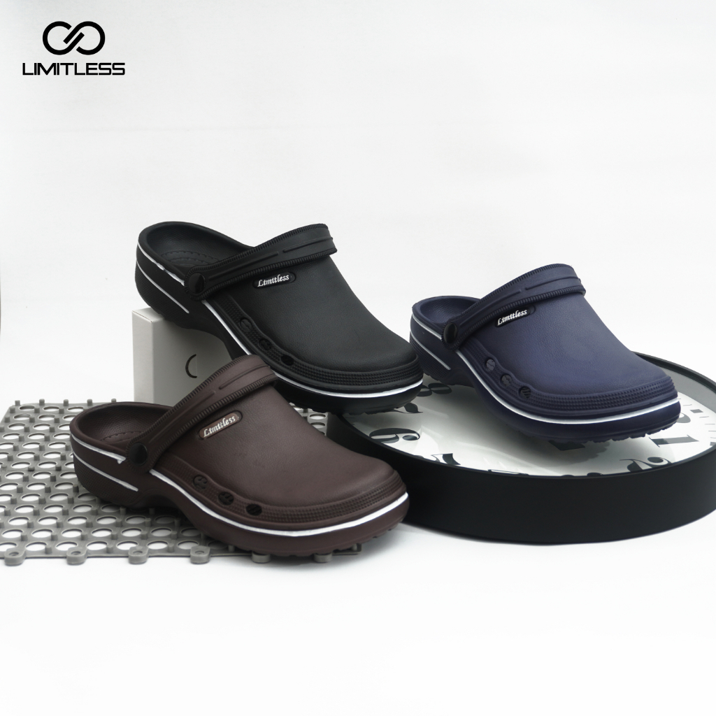 Limitless - Sendal Kodok Pria Dewasa Anti Slip Sendal Baim Pria Model Medis Bakpao Sandal Cowok Selo