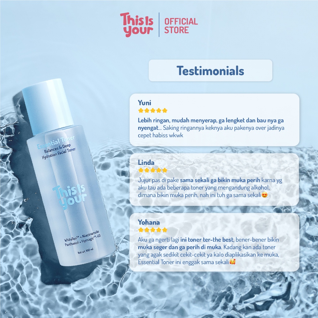 This is Your - Essential Toner - Deep Hydration Facial Toner 100ml - Toner Pelembab, Mencerahkan, dan Menyejukkan