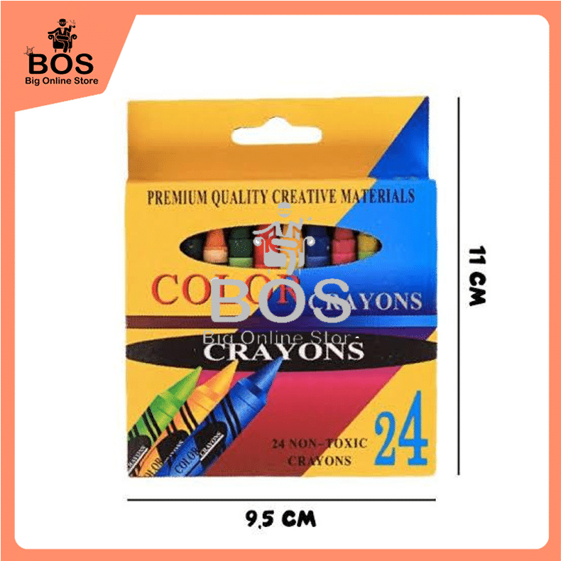 

BOS - CRAYONS SET 24 COLOR / ART SET / PENSIL KRAYON ANAK SEKOLAH 24 WARNA