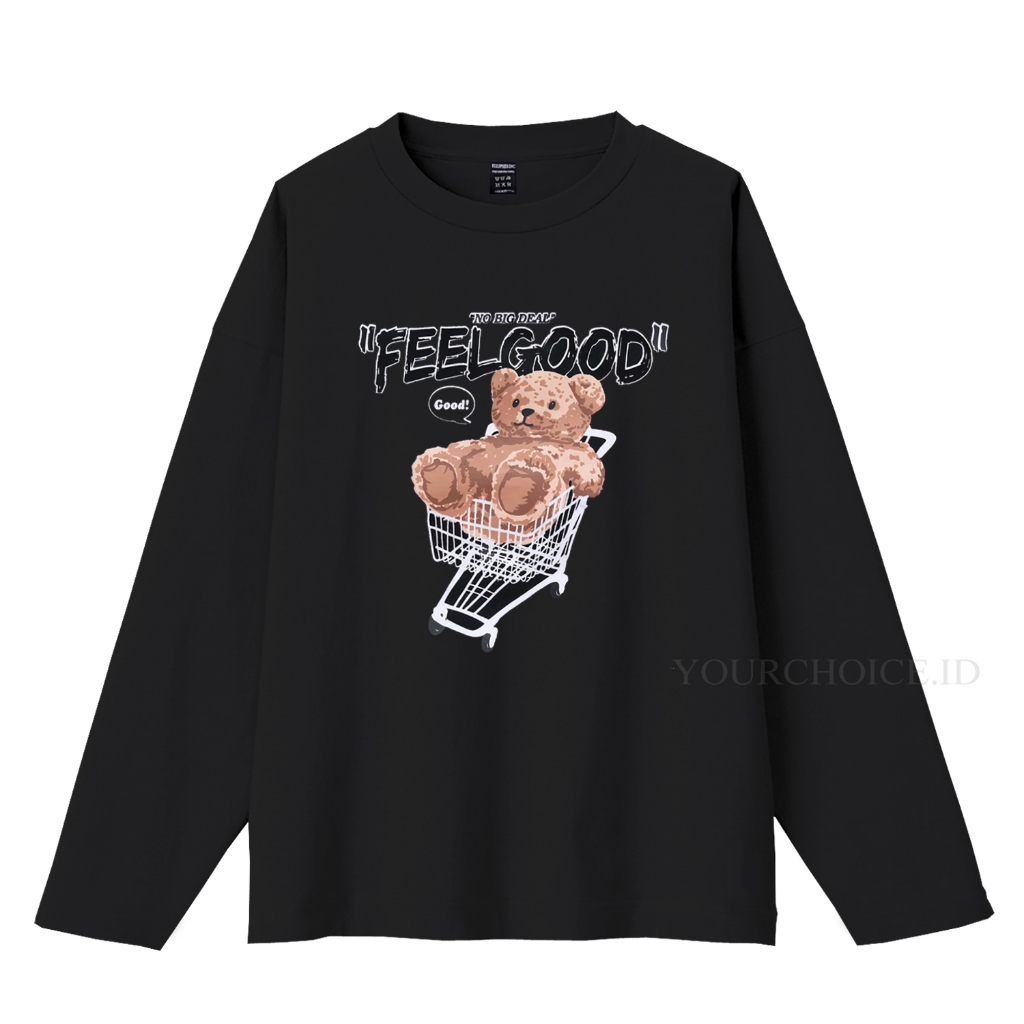 YOURCHOICE.ID Kaos Oversize Wanita Lengan Panjang Salmon X Black