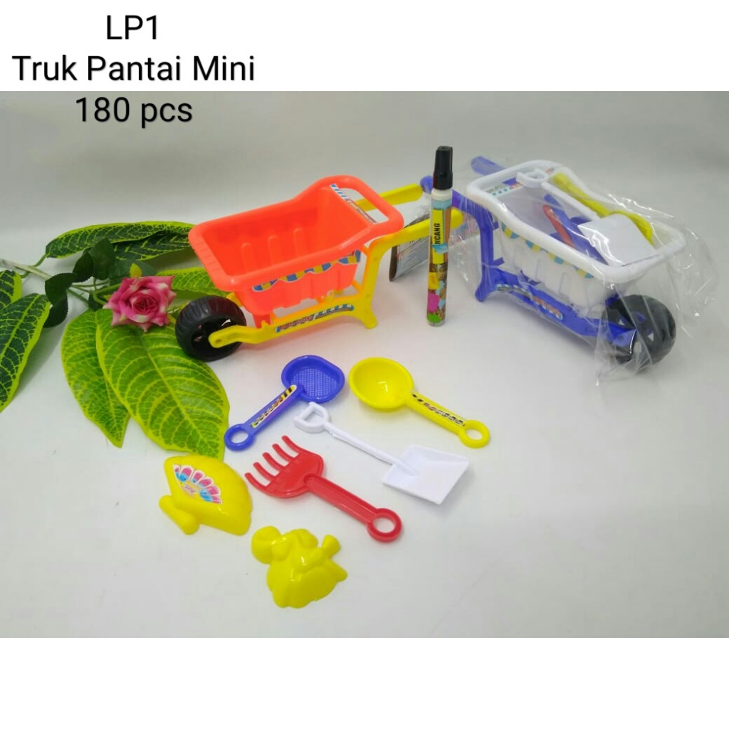 (harga 2 pcs) Mainan hangkong mini gerobak semen + peralatan sekop mini LP 1