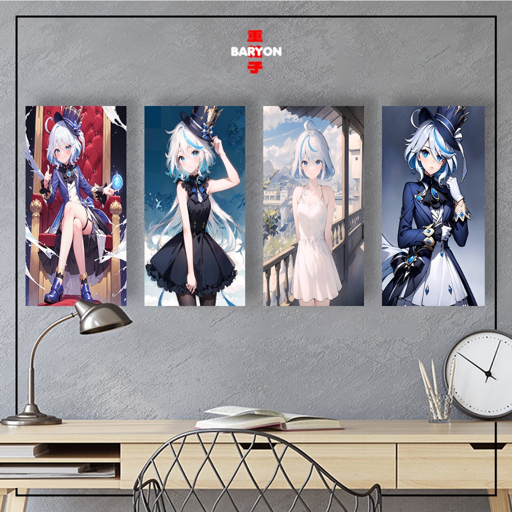 BARYON Wall Decor GENSHIN IMPACT FURINA CASUAL Hiasan Kamar Pajangan Poster Kayu Anime 10 X 20 CM