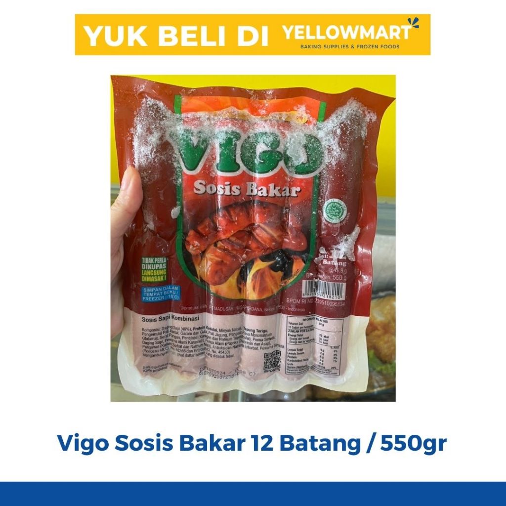 

Vigo Sosis Bakar Sosis Sapi Kombinasi Mini Frozen 12 Batang - 550gr