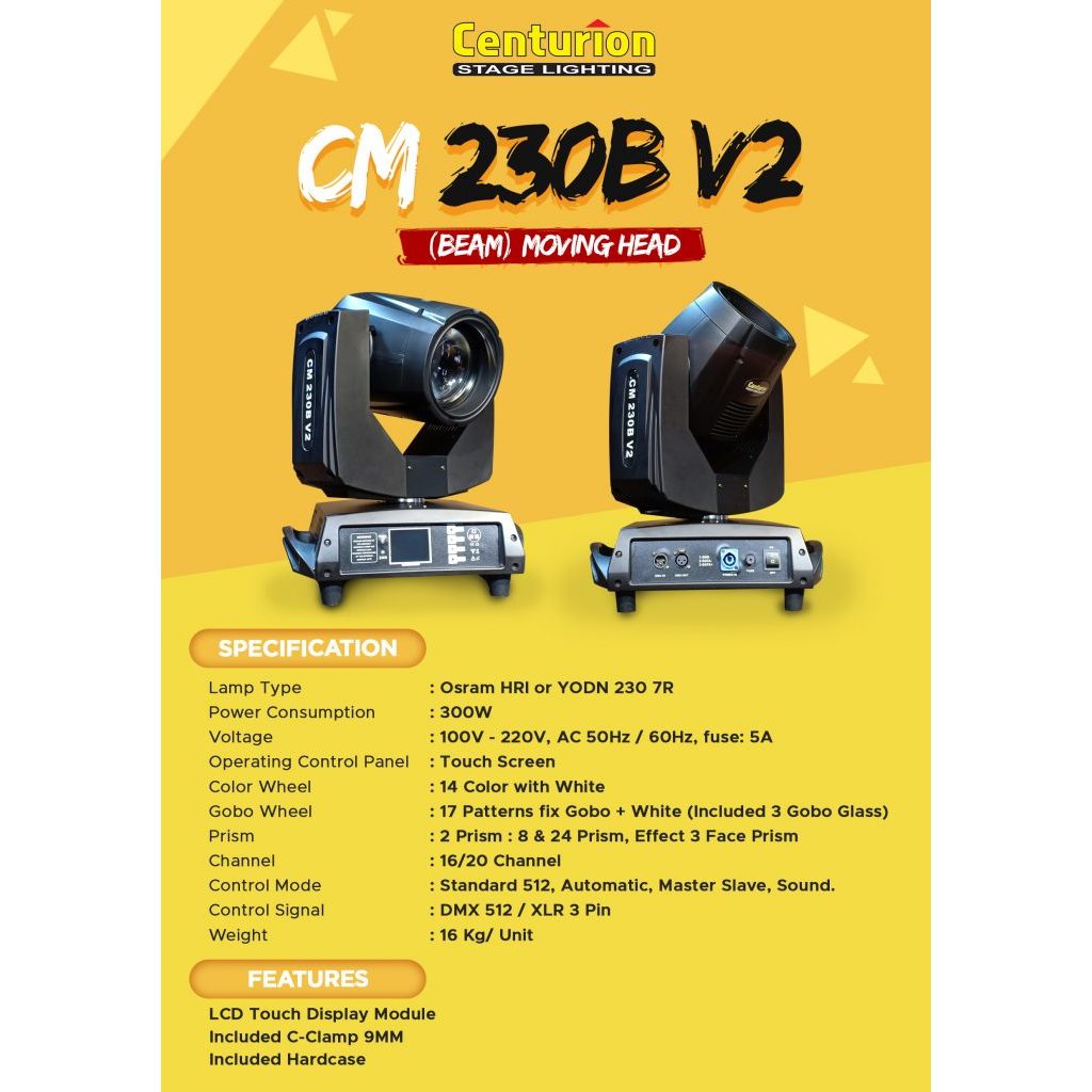 Moving Head Beam 230w 7R Centurion