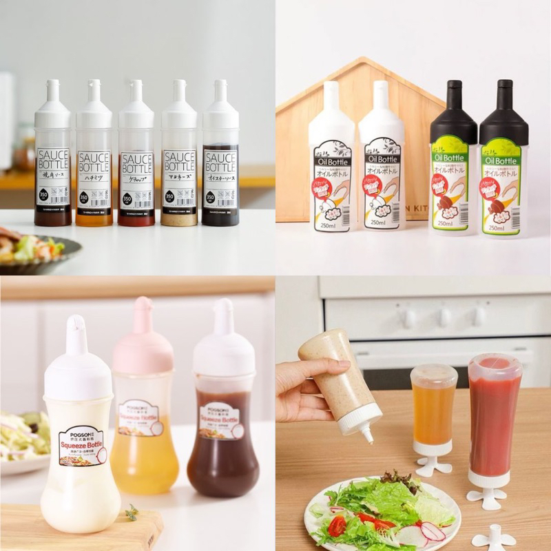 Botol Saos Plastik Kecap Tempat Saus 250 - 350 ml Tutup Putih Murah Unik Import Bumbu Dapur Set Este