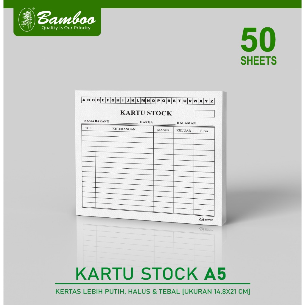 

Bamboo Kartu Stock / Stock Card ukuran A5 Landscape [50 Sheets]