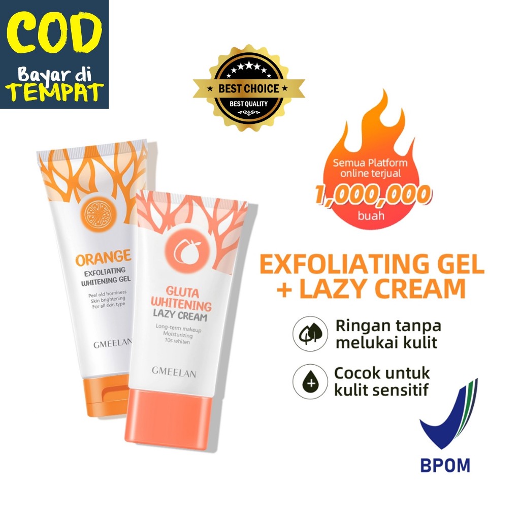 BPOM - GMEELAN Exfoliating Gel Face Eksfoliasi Wajah+Day Cream Set Pemutih Wajah Skincare Kit Halal