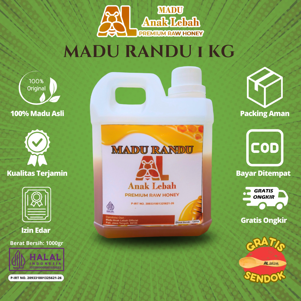 

Madu Randu 1Kg Grade A Pure Raw Honey Murni Asli - Madu Anak Lebah