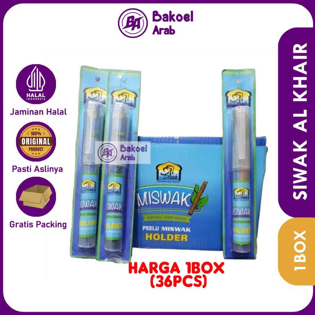 Miswak Siwak AL Khair Holder 1BOX (36PCS) Original Kemas Wadah Bersih & Higienis Praktis Sunnah Nabi