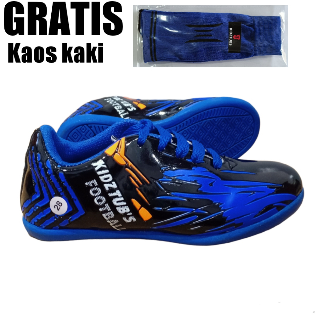 KIDZTUBS Sepatu Futsal Anak Laki Laki Usia 6-10 Tahun PAUD TK SD SMP Kelas 1 2 3 4 5 6 7 8 9 0 Tahun