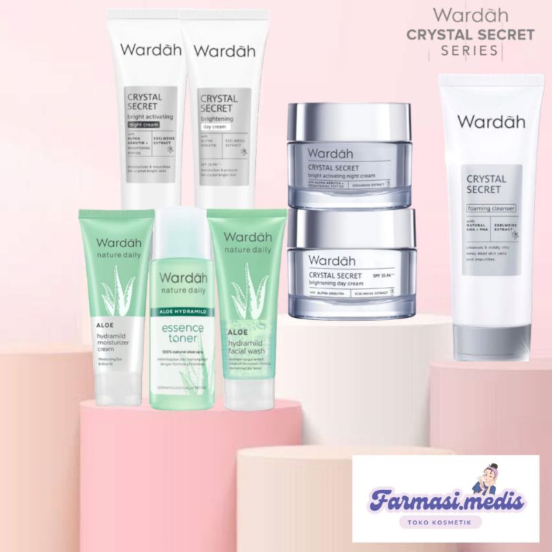 WARDAH WHITE CRYSTAL SECRET SERIES | DAY NIGHT CREAM BRIGHTENING | FACE WASH | MOISTURIZER ALOEVERA 