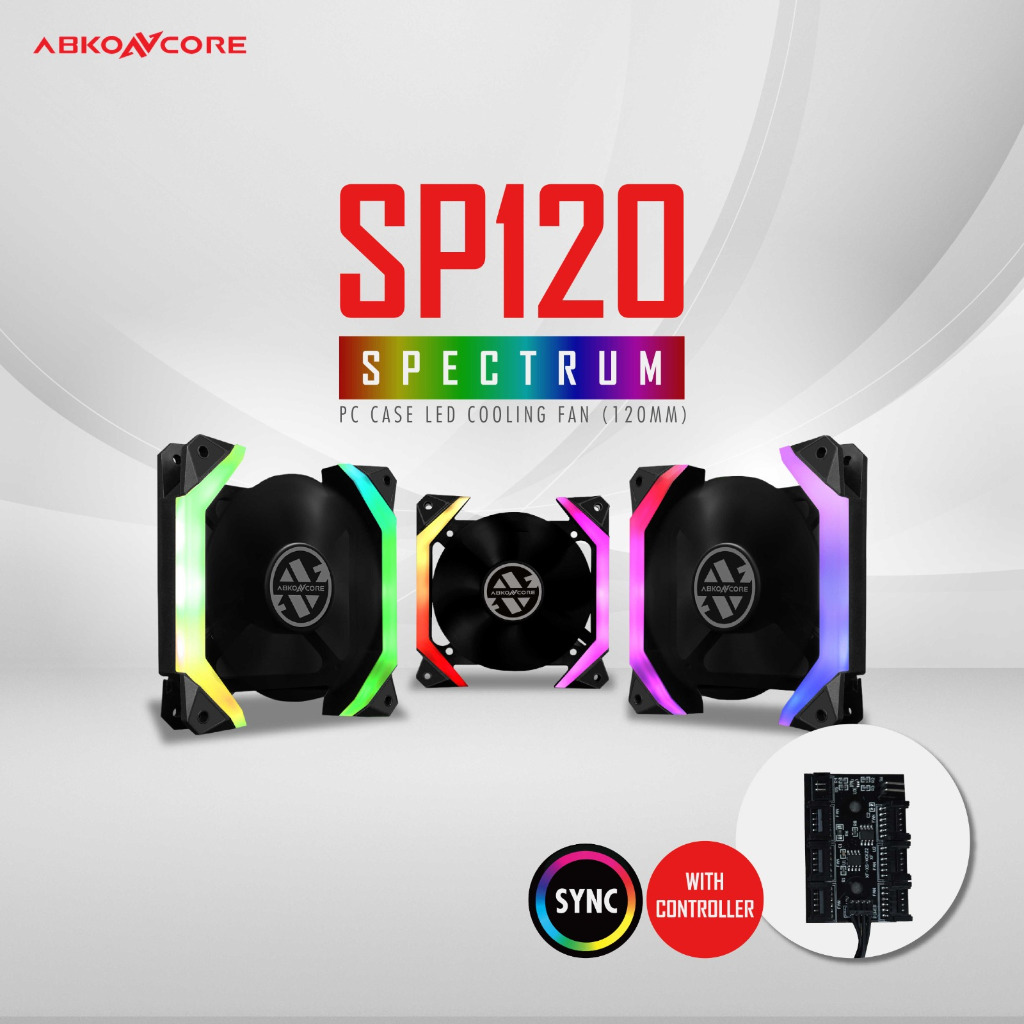 Kipas/Fan Case Komputer/Computer PC ABKONCORE SPIDER Spectrum 3 Fan LED 12cm+Controller