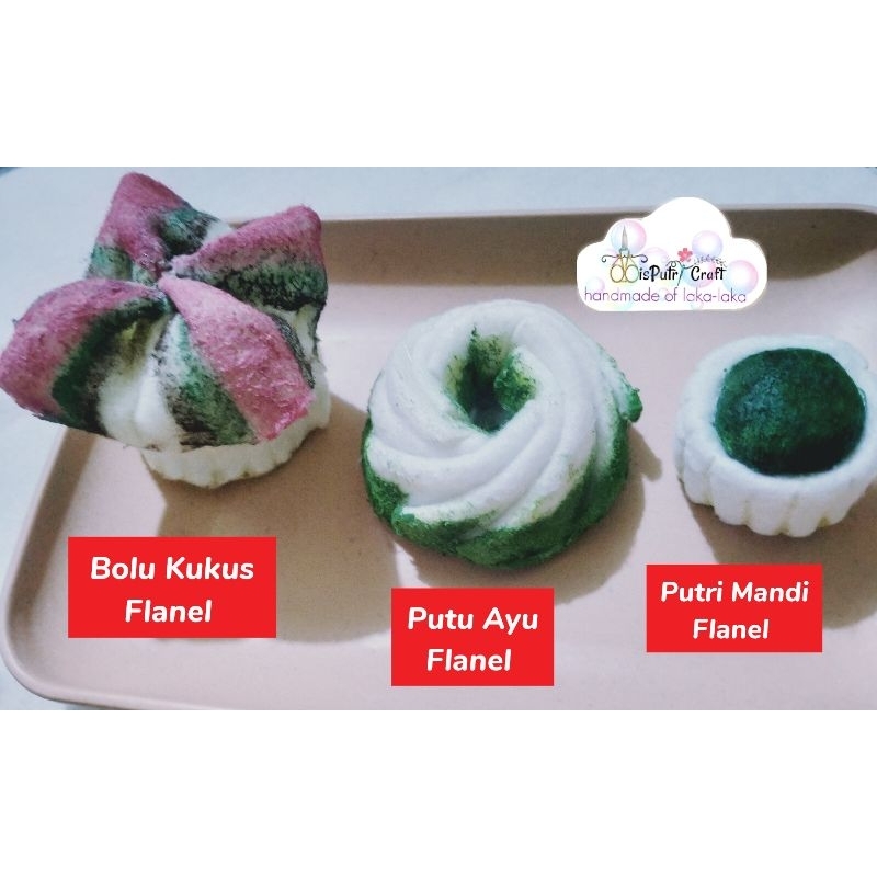 replika makanan kue flanel