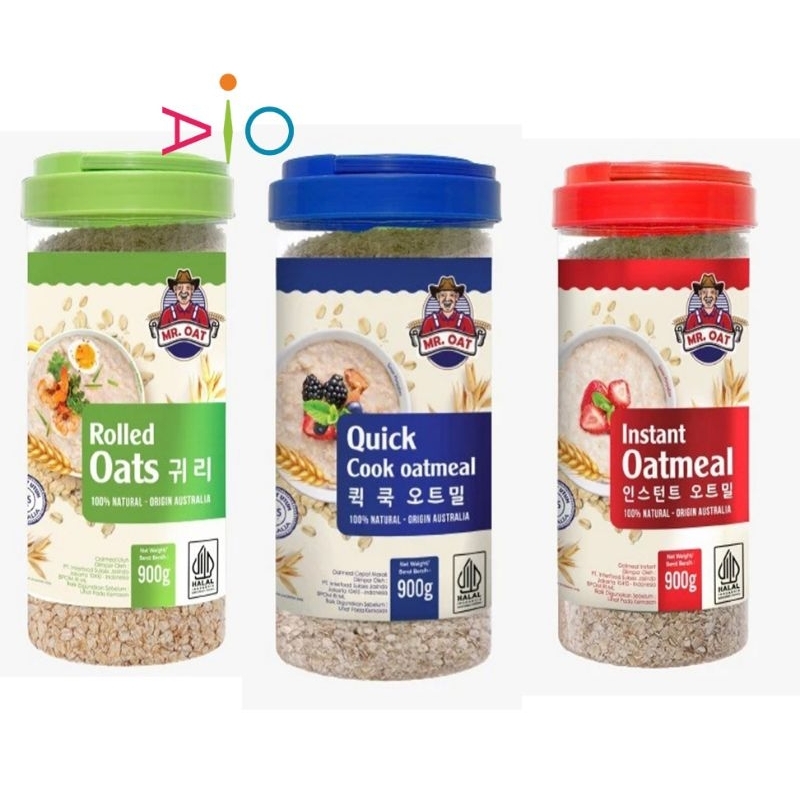 

MR OAT Instan Oatmeal | Quick Cook Oatmeal | Rolled Oats Jar 900g