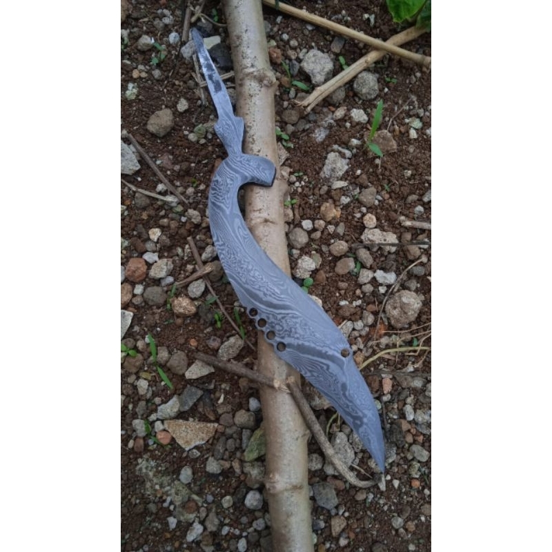 kujang pamor damscus asli tempa 20 cm