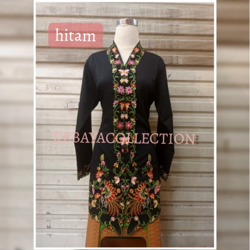 Baju Atasan Kebaya Encim Bordir Lengan Panjang Wanita Betawi Katun Jumbo Motif Warna