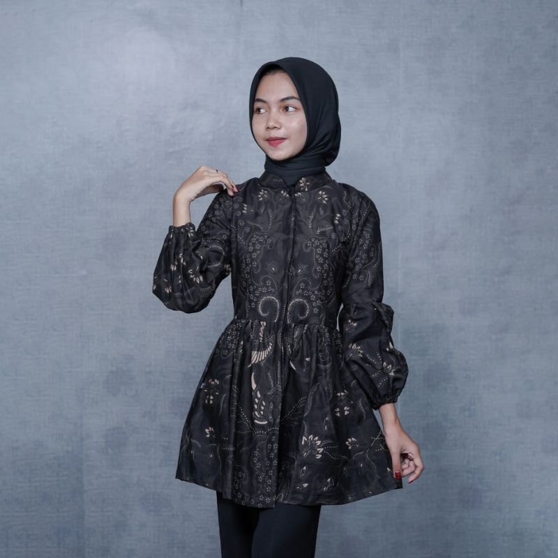 Blouse Batik Solo Lengan Balon Motif SAWONGGALING