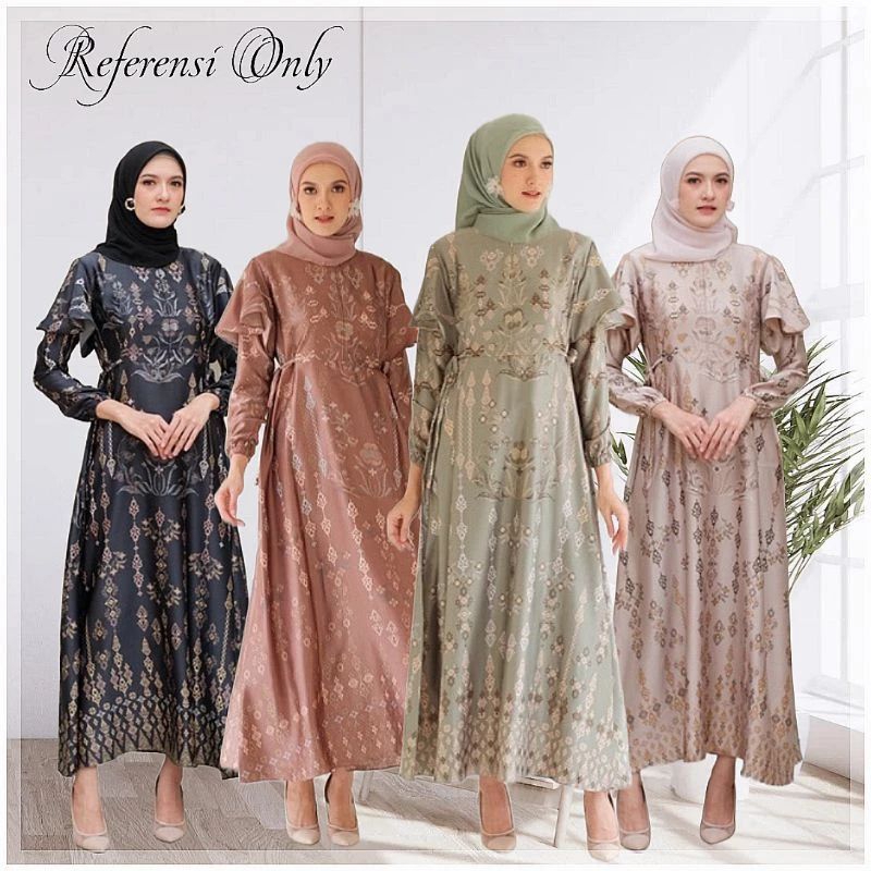 GAMIS LEBARAN PESTA DRESS MEWAH MOTIF LOOK LIKE WEARING KLAMBY ALESHA DRESS