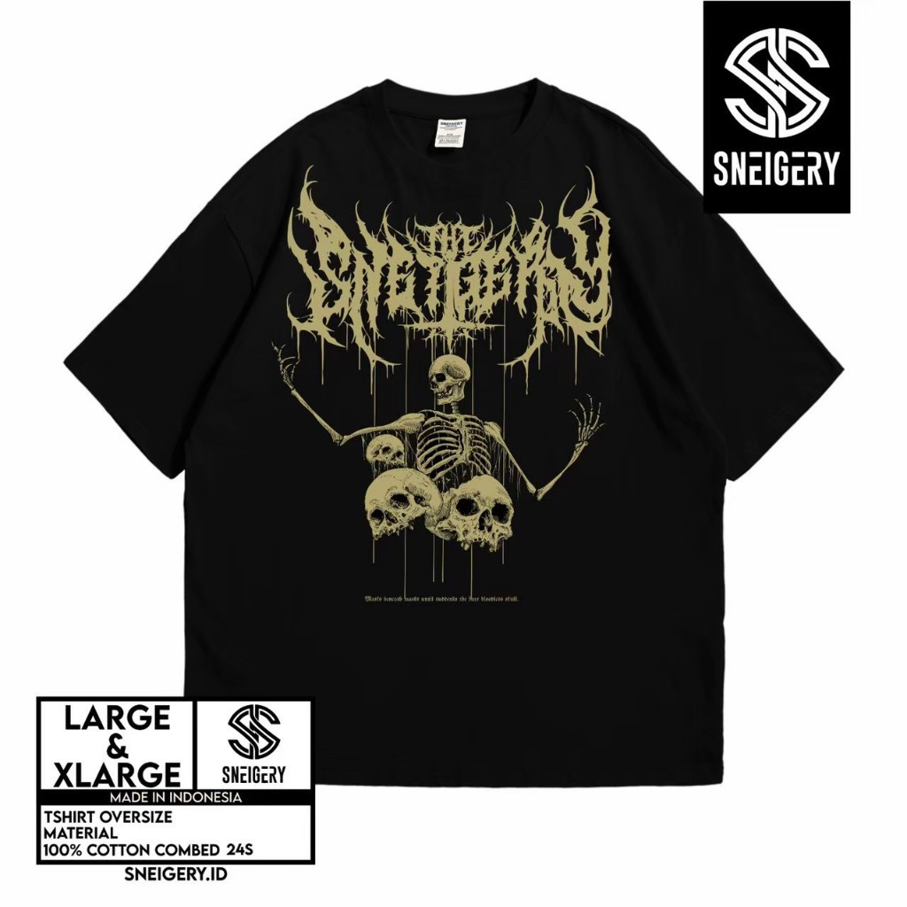 DARK.ID Kaos Baju Oversize Tshirt Pria Wanita Metal Tengkorak Oversize Baju Distro Basic Lengan Pend