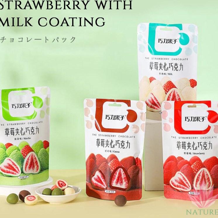 

RBPG9341 Ready Stok Freeze Dried Strawberry Cemilan Snack Strawberry with Milk Chocolate Matcha Coated