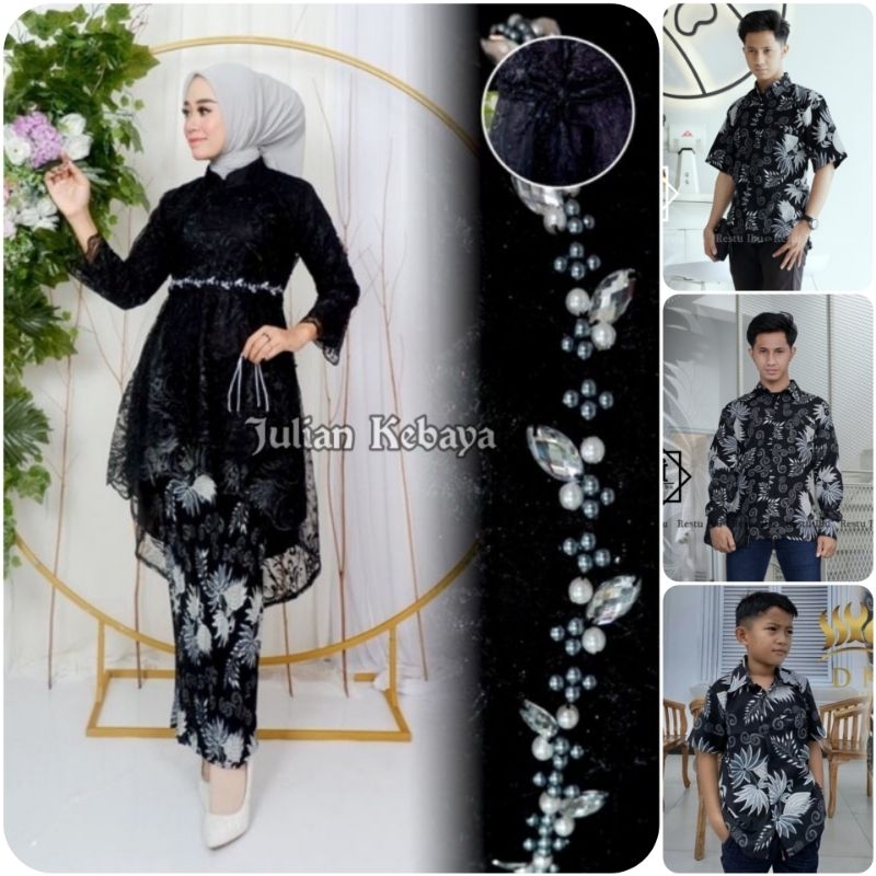 COUPLE KEBAYA LESTI / SET KEBAYA COUPLE KEMEJA BATIK AYAH ANAK / KEBAYA HITAM KONDANGAN / BAJU BATIK
