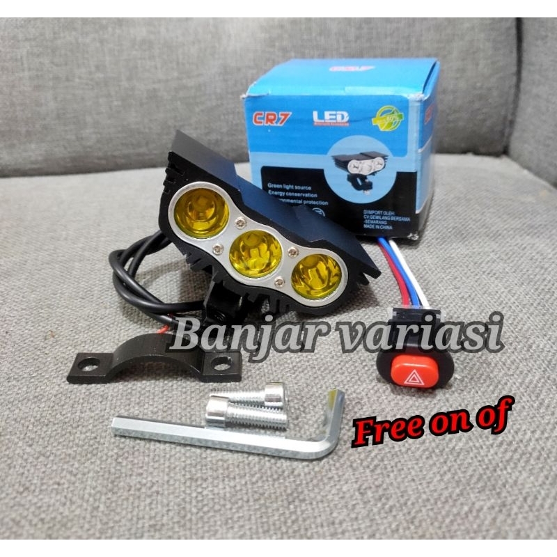 Lampu Tembak LED Motor / Lampu Tembak Sorot Owl LED 3 Mata Universal