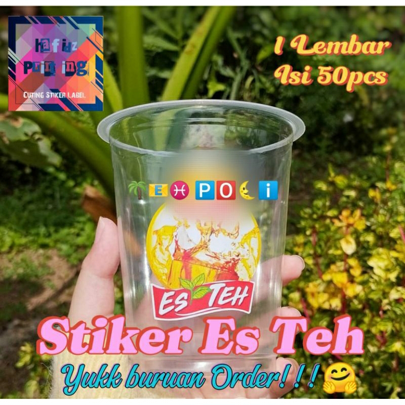

Stiker cutting Es Teh kuning 1 lembar 50pcs bisa COD