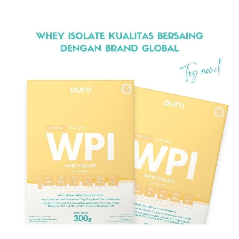 

Puro WPI rasa vanila 300g susu protein untuk yang punya inteloleransi laktosa