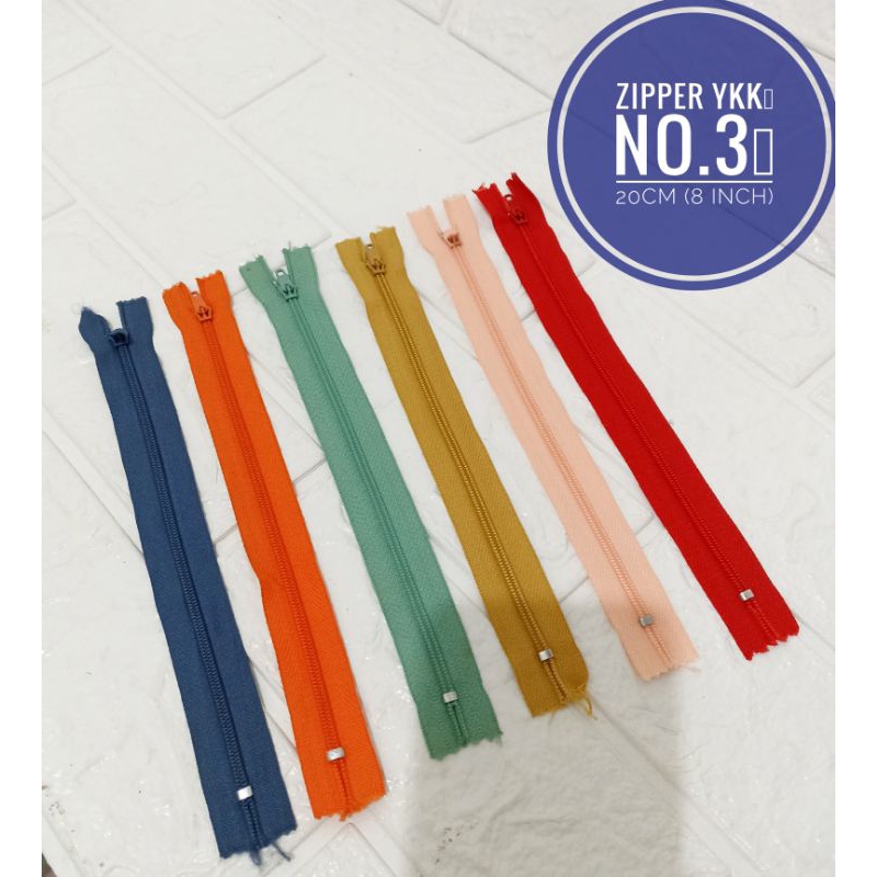 Resleting ykk no 3. sleting celana rok 20cm zipper 8inch